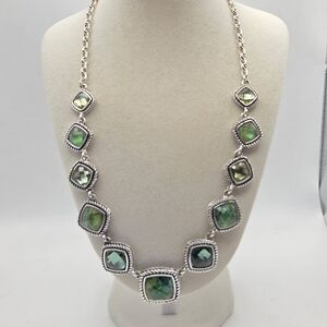Napier Silver-Tone And Faceted Faux Tourmaline Necklace